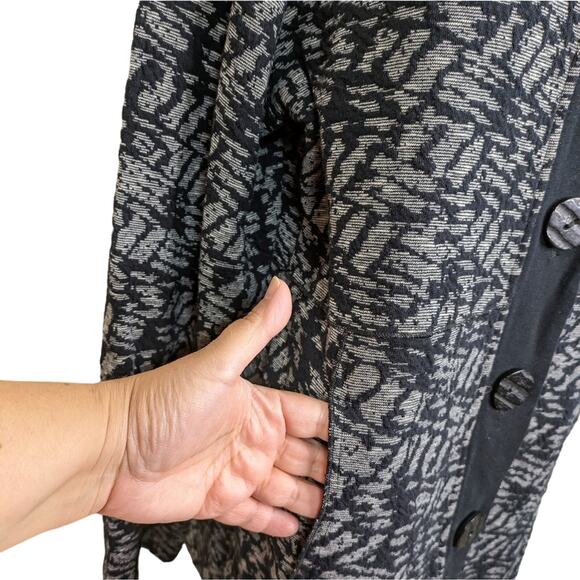 NEW Habitat Jacket Blazer Medium Black Gray Knit Abstract Button Front Lagenlook - Picture 8 of 14